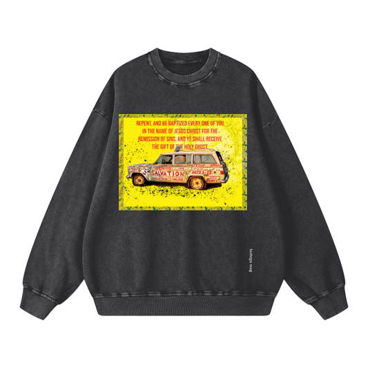 Acid Wash Oversize Sweatshirt - Salvation